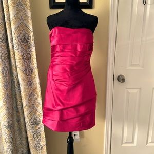 Curve hugging barbie pink David’s bridal size 10 dress.